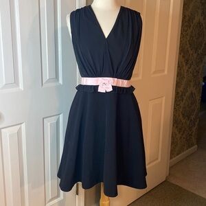 Ted Baker V-Neck Black Dress Size 3 in Like New Condition